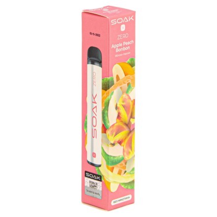 SOAK X Zero - Apple Peach Bonbon (Яблоко-Персик, 1500 затяжек, без никотина) купить в Тюмени