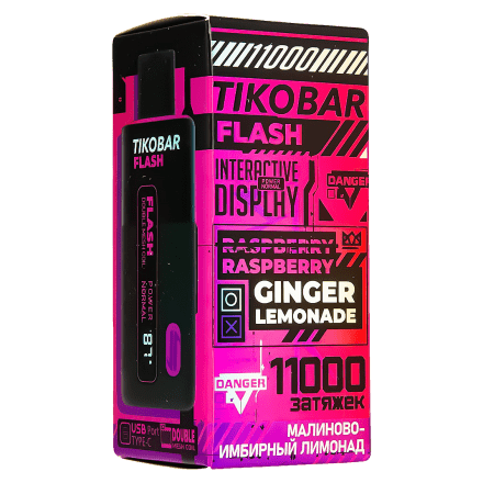 TIKOBAR FLASH - Малиново-Имбирный Лимонад (Raspberry Ginger Lemonade, 11000 затяжек) купить в Тюмени