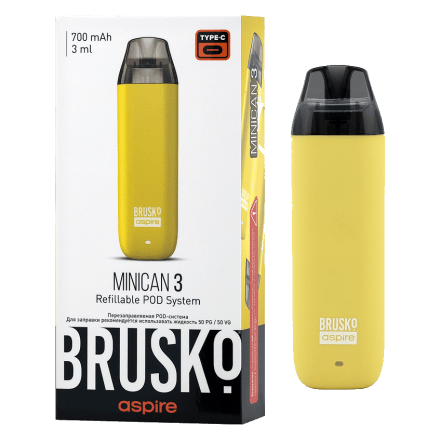Электронная сигарета Brusko - Minican 3 (700 mAh, Жёлтый) купить в Тюмени