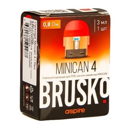 Сменный картридж Brusko - Minican 4 (0.8 Ом, 3 мл., Красный) купить в Тюмени