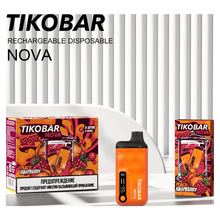 TIKOBAR Nova - Персик Малина (Peach Raspberry, 10000 затяжек) купить в Тюмени