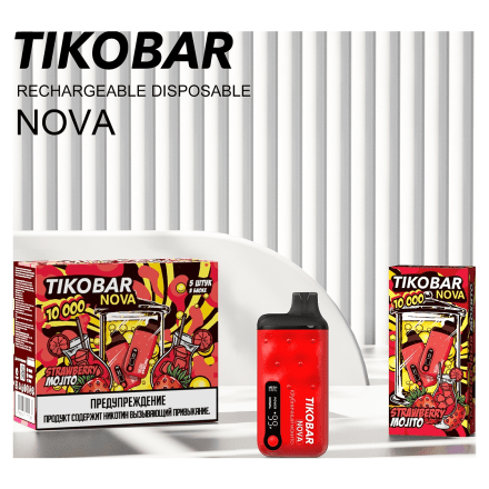 TIKOBAR Nova - Клубничный Мохито (Strawberry Mojito, 10000 затяжек) купить в Тюмени