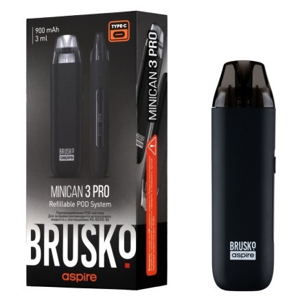 Электронная сигарета Brusko - Minican 3 PRO (900 mAh, Чёрный) купить в Тюмени